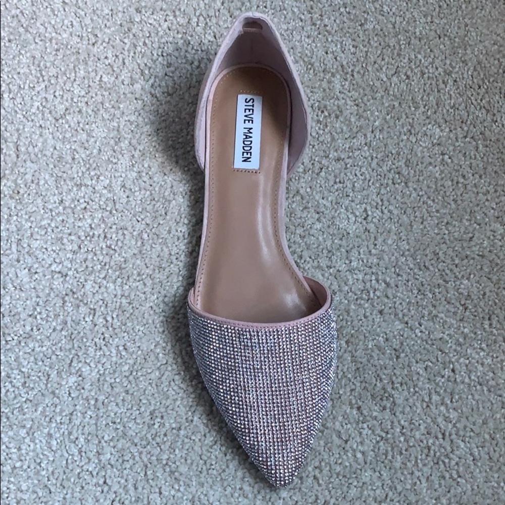 Steve Madden sparkly flat, blush heel